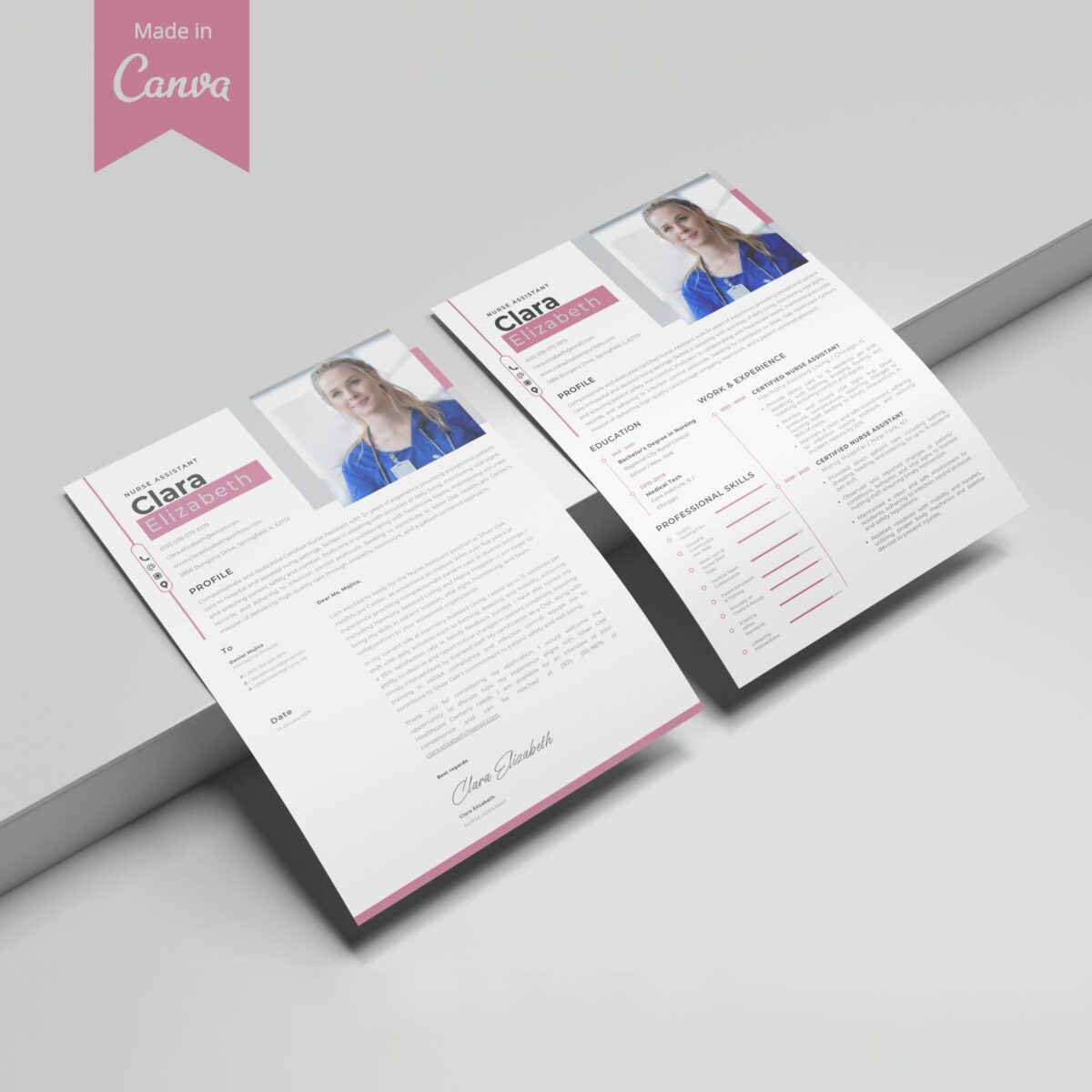 The Job-Winning CNA (Nursing Assistant) Resume Template Kit | Pink Canva Design-P02 - Image 5