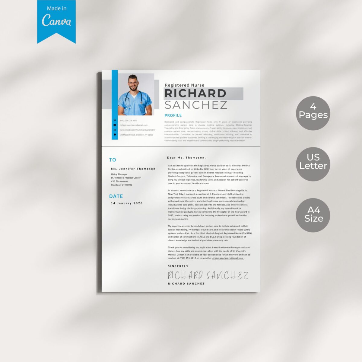 The Job-Winning RN Resume Template Kit (For Canva)-P01 - Image 2