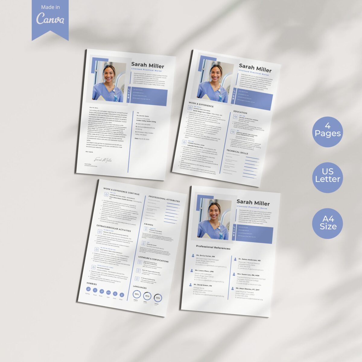 LPN Resume Template & Cover Letter Kit | Canva Editable + Guides-P06 - Image 2