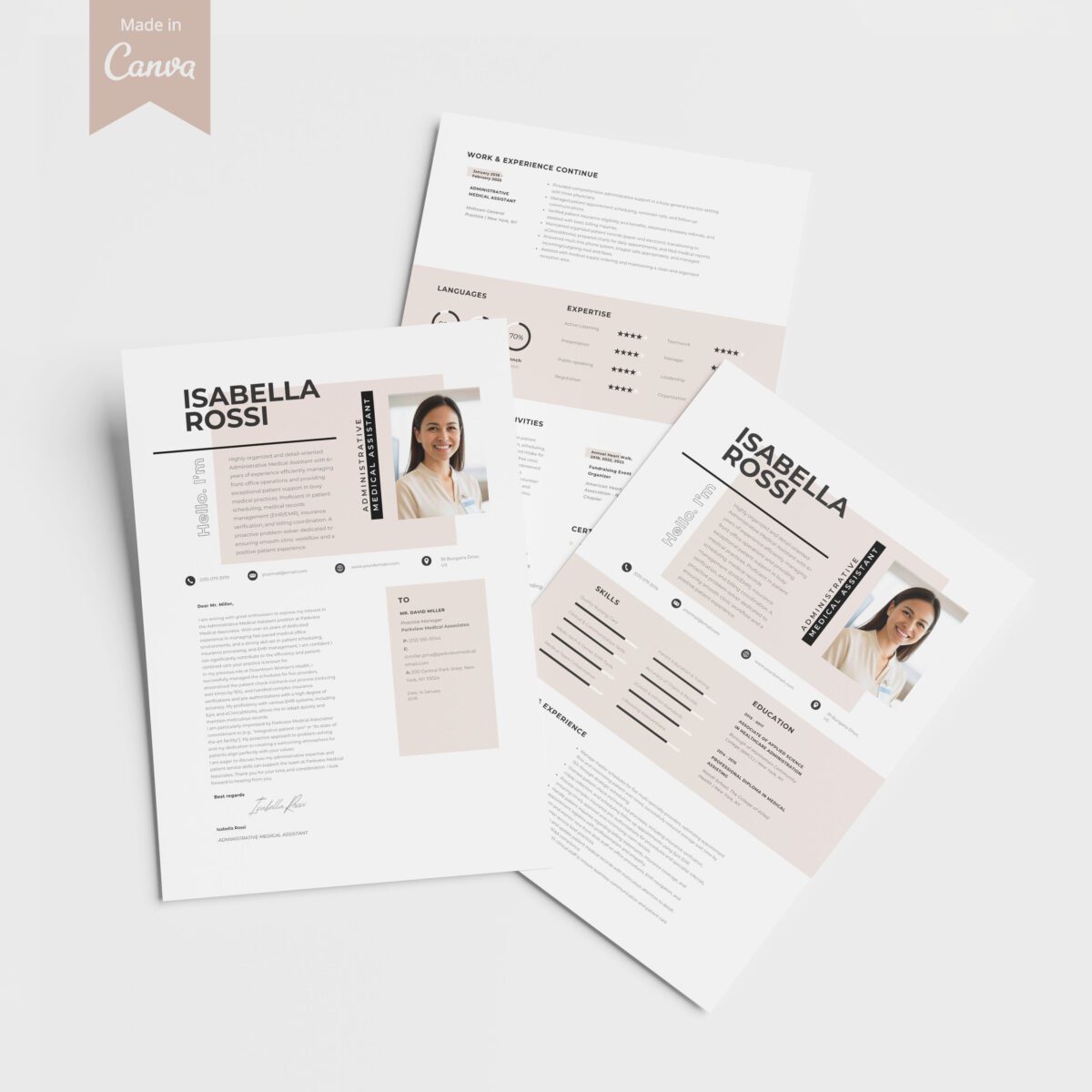 Admin Medical Assistant Resume Template Kit | Canva Editable + Guides-P10 - Image 6