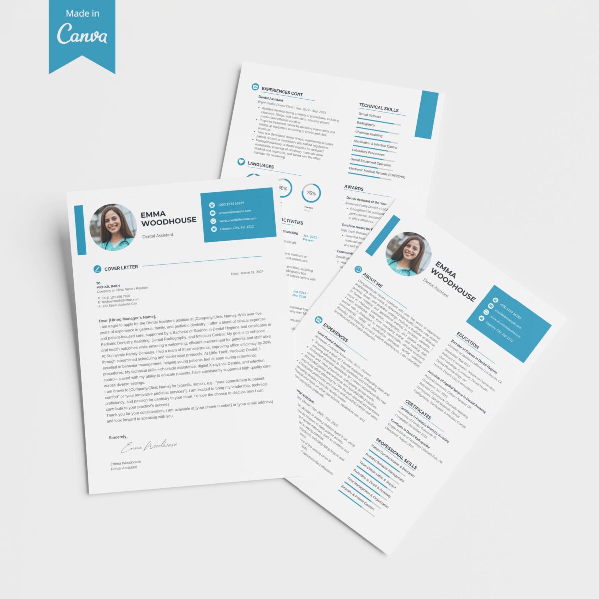 Dental Assistant Resume Template & Cover Letter Kit | Canva-P07 - Image 6