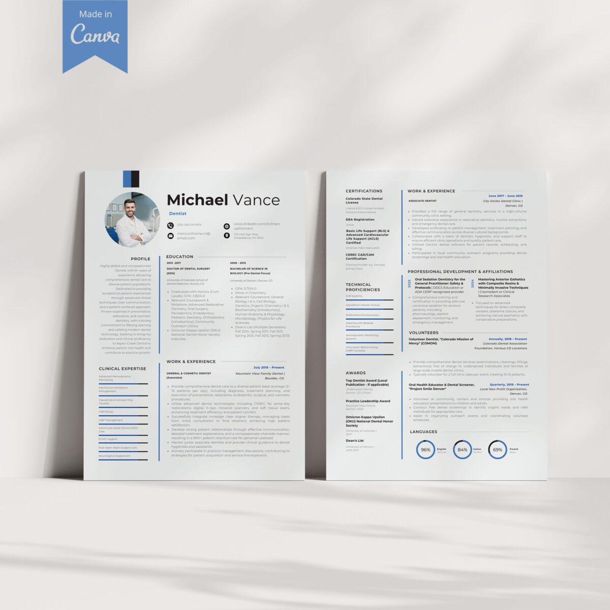 Dentist Resume Template & Cover Letter Kit | DDS/DMD Canva-P18 - Image 8