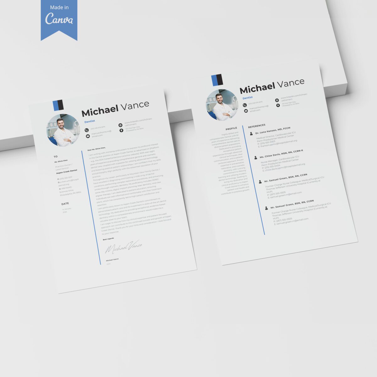 Dentist Resume Template & Cover Letter Kit | DDS/DMD Canva-P18 - Image 7