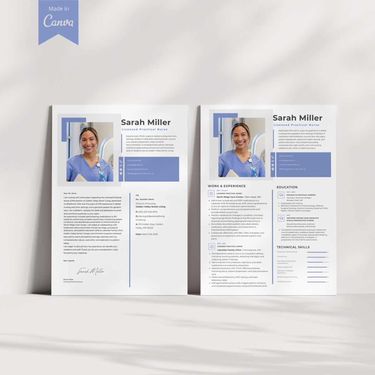 LPN Resume Template & Cover Letter Kit | Canva Editable + Guides-P06 - Image 8