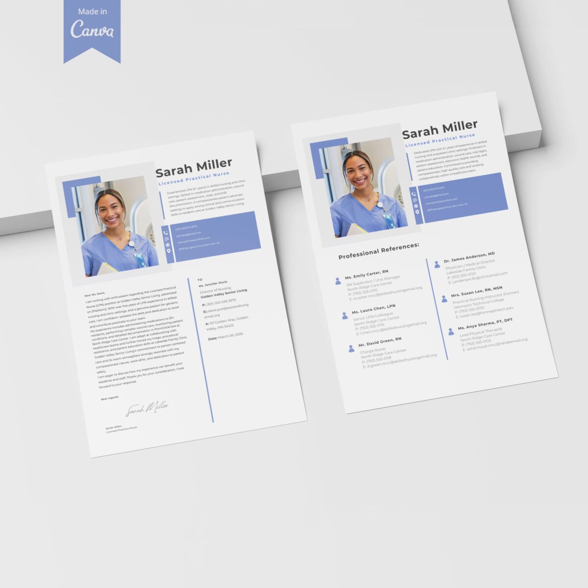 LPN Resume Template & Cover Letter Kit | Canva Editable + Guides-P06 - Image 7