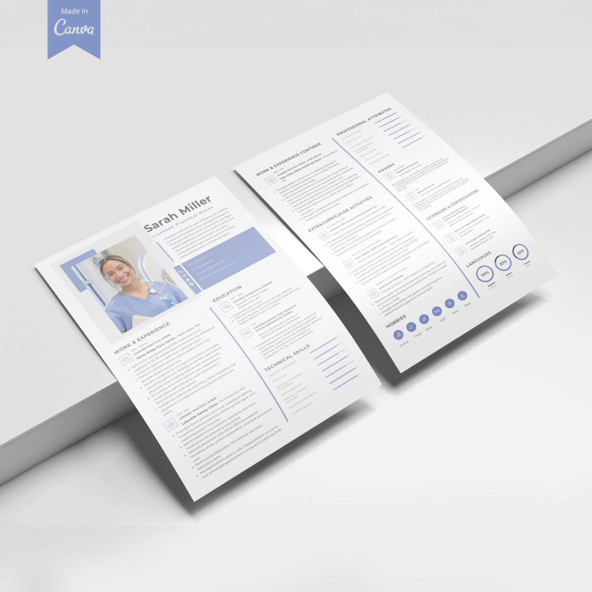 LPN Resume Template & Cover Letter Kit | Canva Editable + Guides-P06 - Image 5
