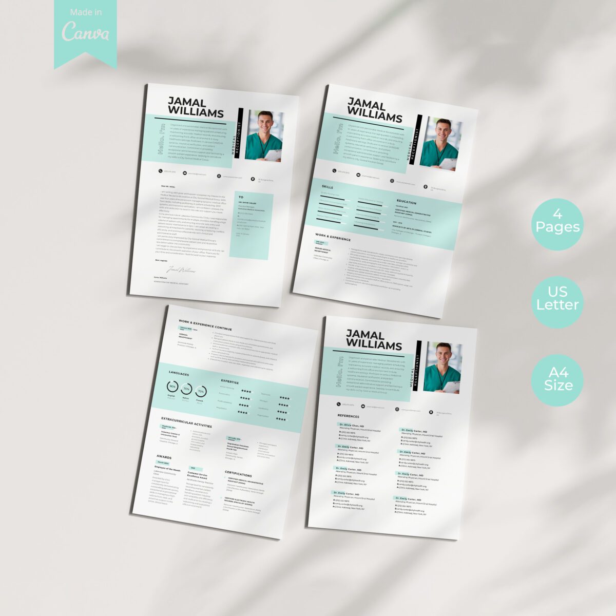 Medical Receptionist Resume Template & Cover Letter | Canva Kit-P16 - Image 2