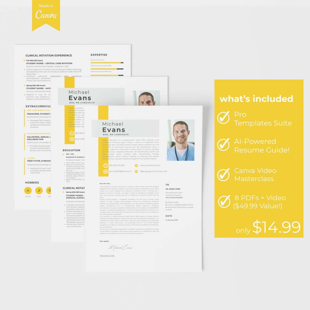 New Grad RN Resume Template & Kit | BSN Grad & Residency-P19 - Image 2