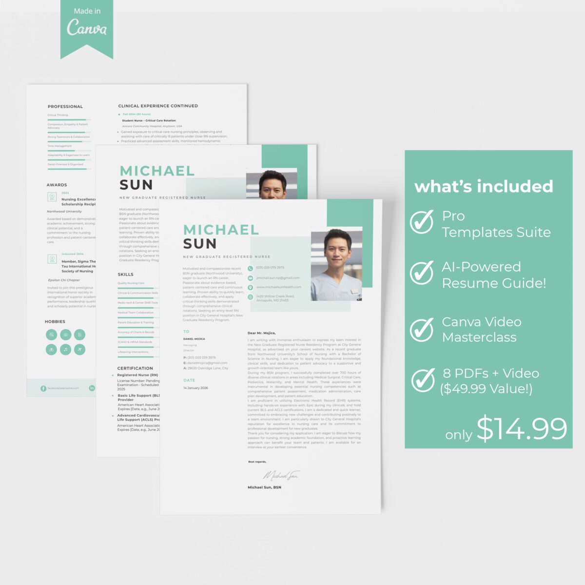 New Grad RN Resume Template & Kit | BSN Grad & Residency-P20 - Image 2