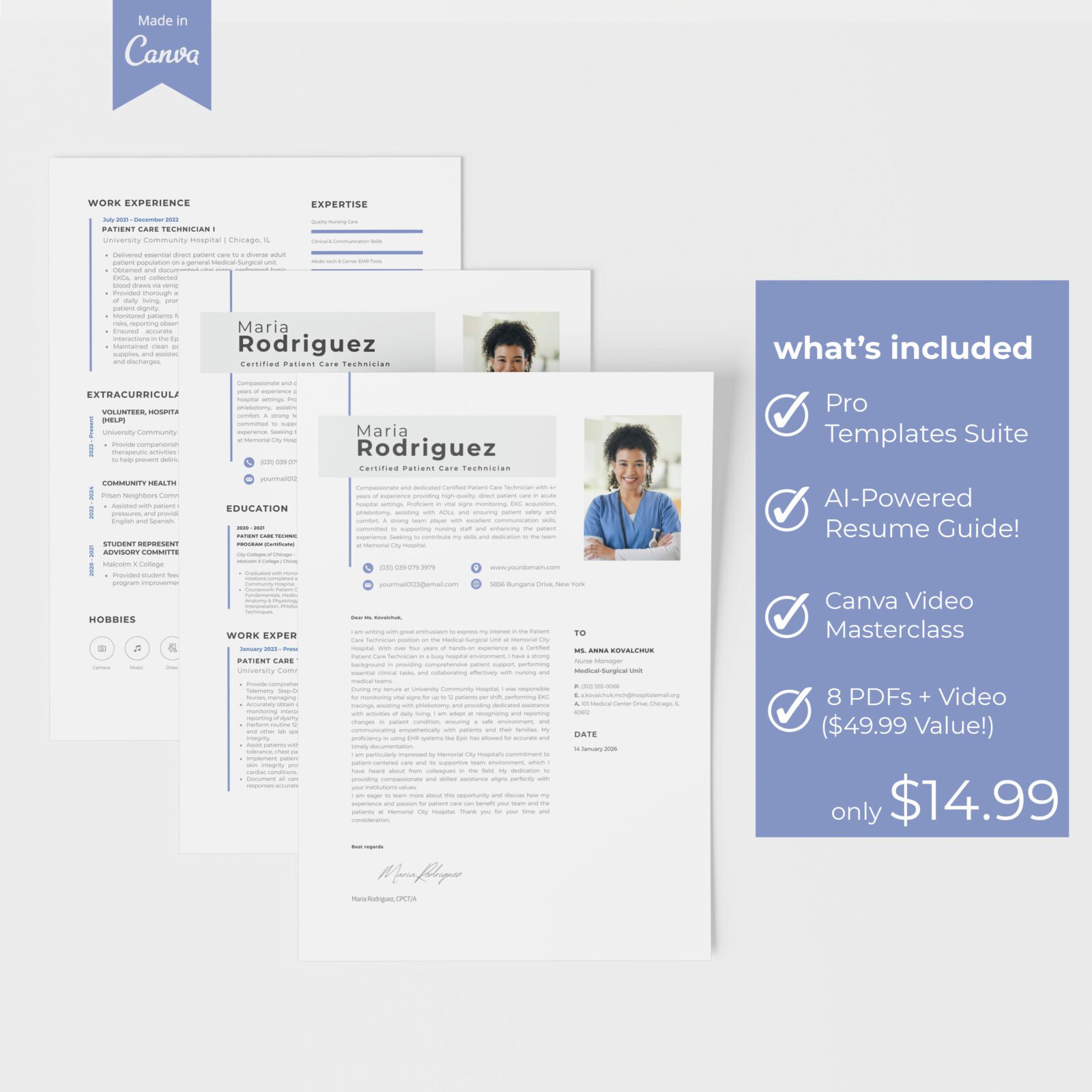 Patient Care Technician Resume Template & Kit | CPCT/PCT Canva-P17