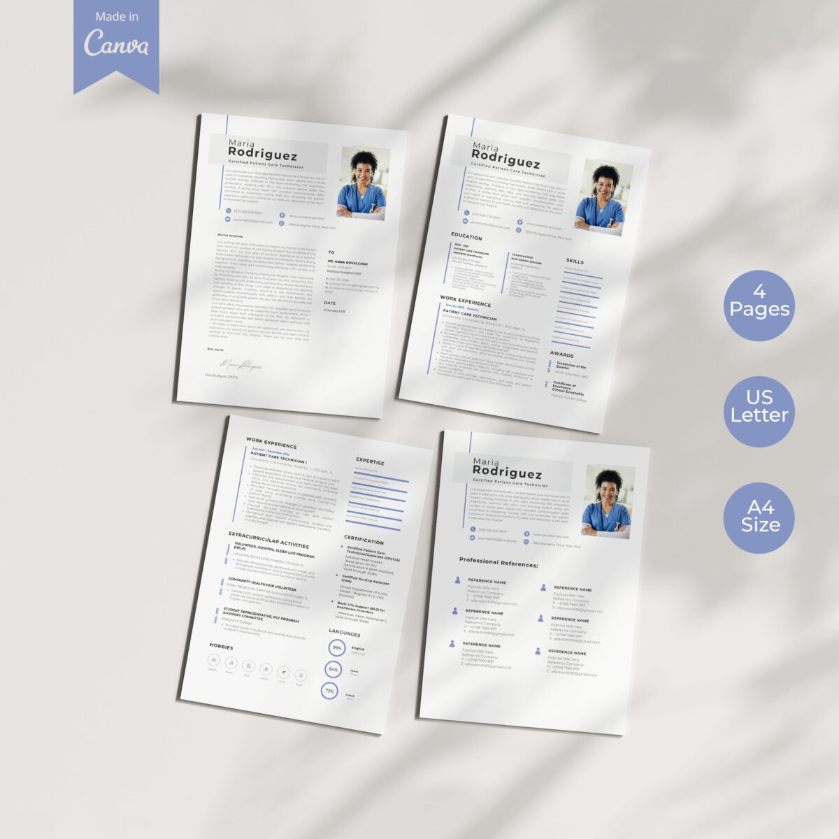 Patient Care Technician Resume Template & Kit | CPCT/PCT Canva-P17 - Image 2