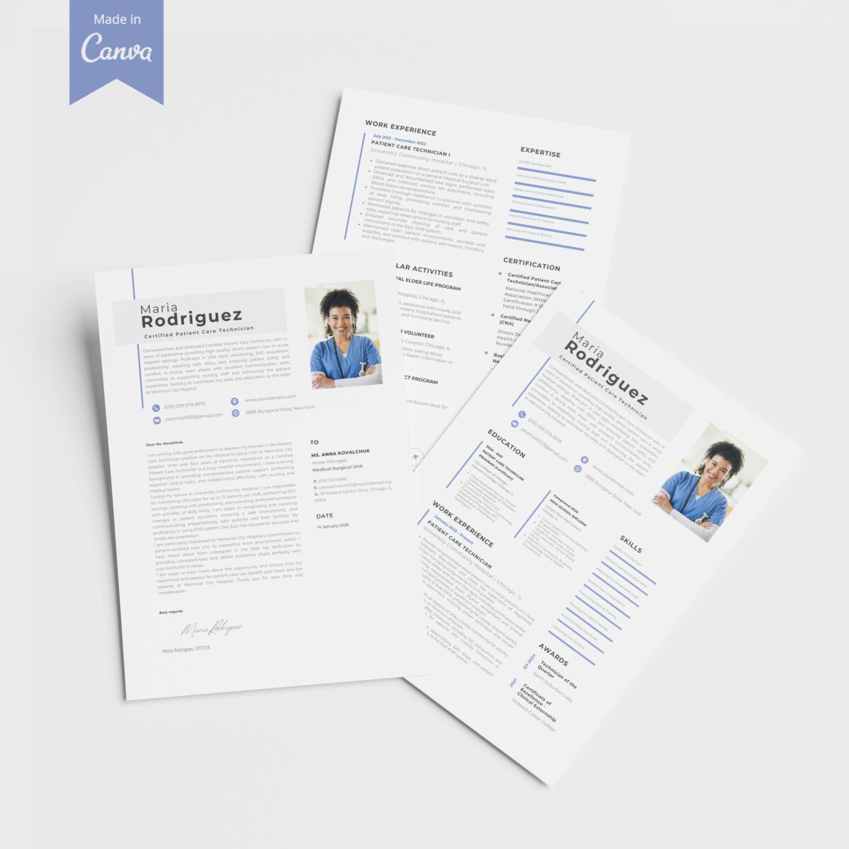 Patient Care Technician Resume Template & Kit | CPCT/PCT Canva-P17 - Image 6