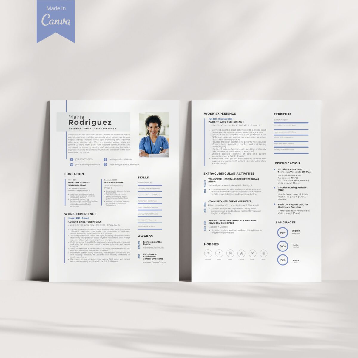 Patient Care Technician Resume Template & Kit | CPCT/PCT Canva-P17 - Image 8