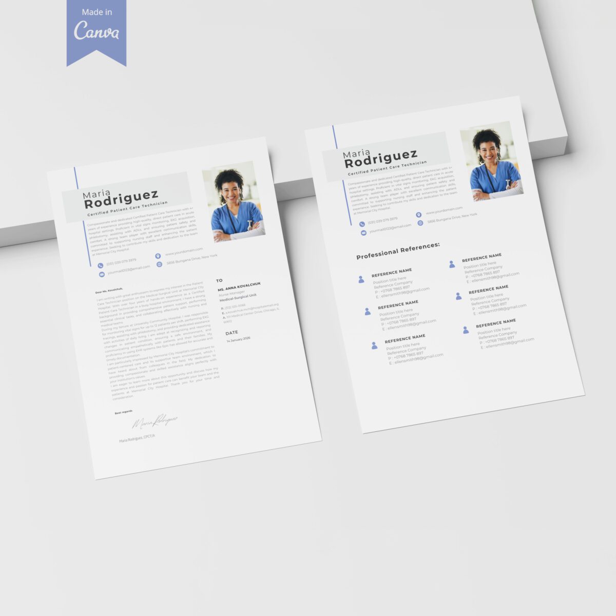 Patient Care Technician Resume Template & Kit | CPCT/PCT Canva-P17 - Image 7