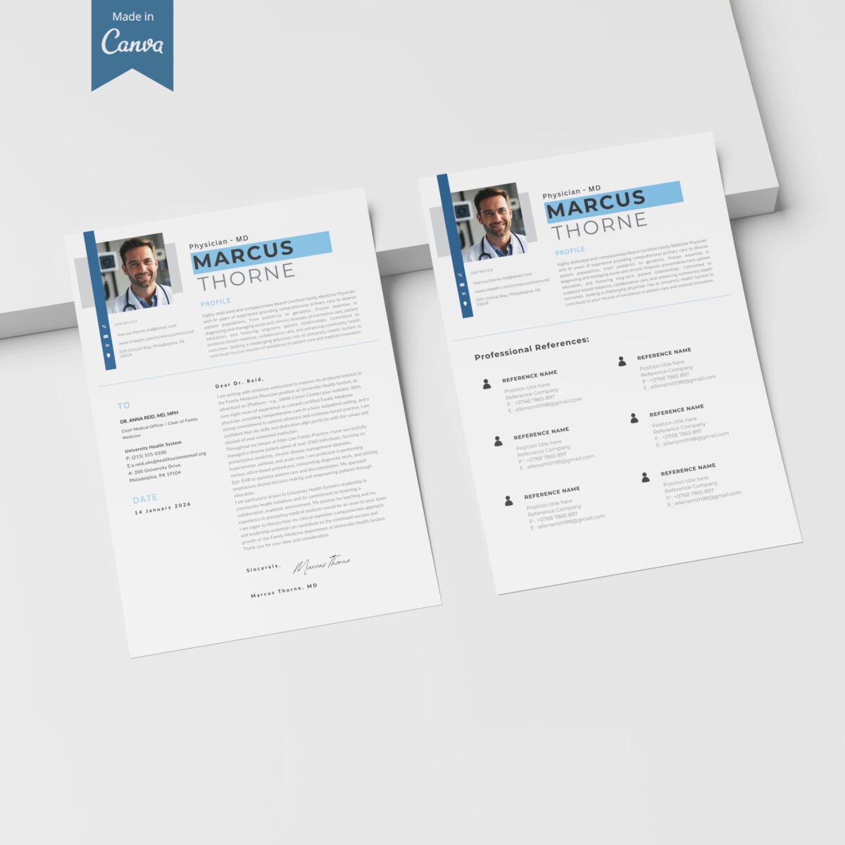 Physician MD Resume Template & Cover Letter | Canva + Guides-P13 - Image 6