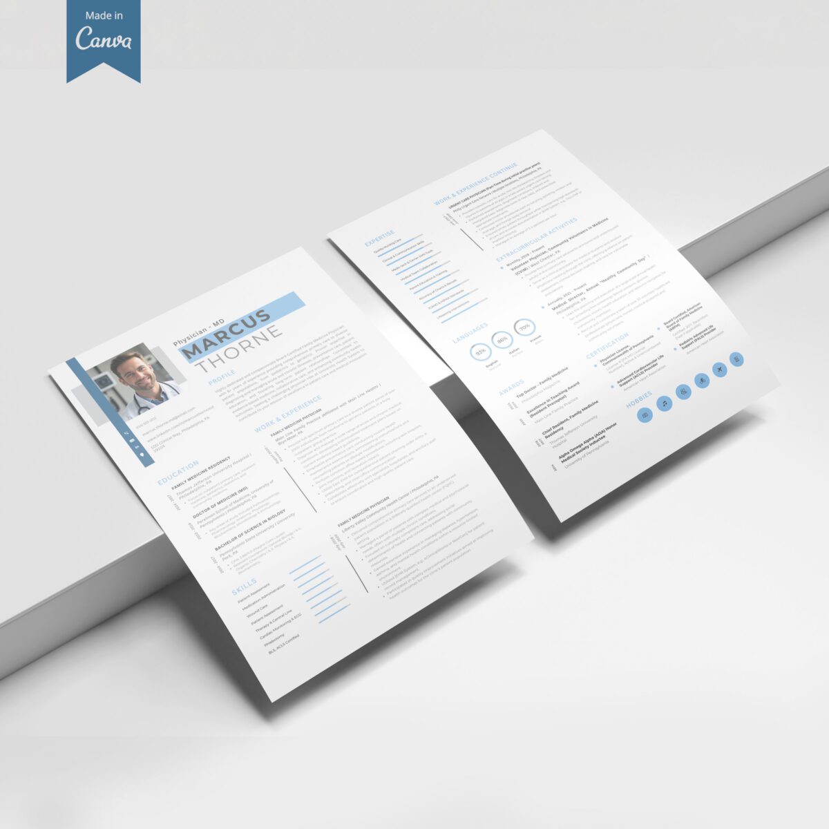 Physician MD Resume Template & Cover Letter | Canva + Guides-P13 - Image 8
