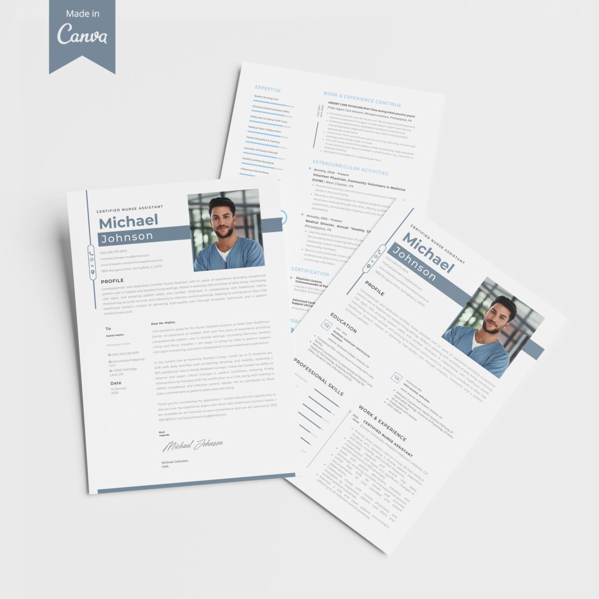 CNA Resume Template & Cover Letter Kit | Canva Editable + Guides-P14 - Image 6