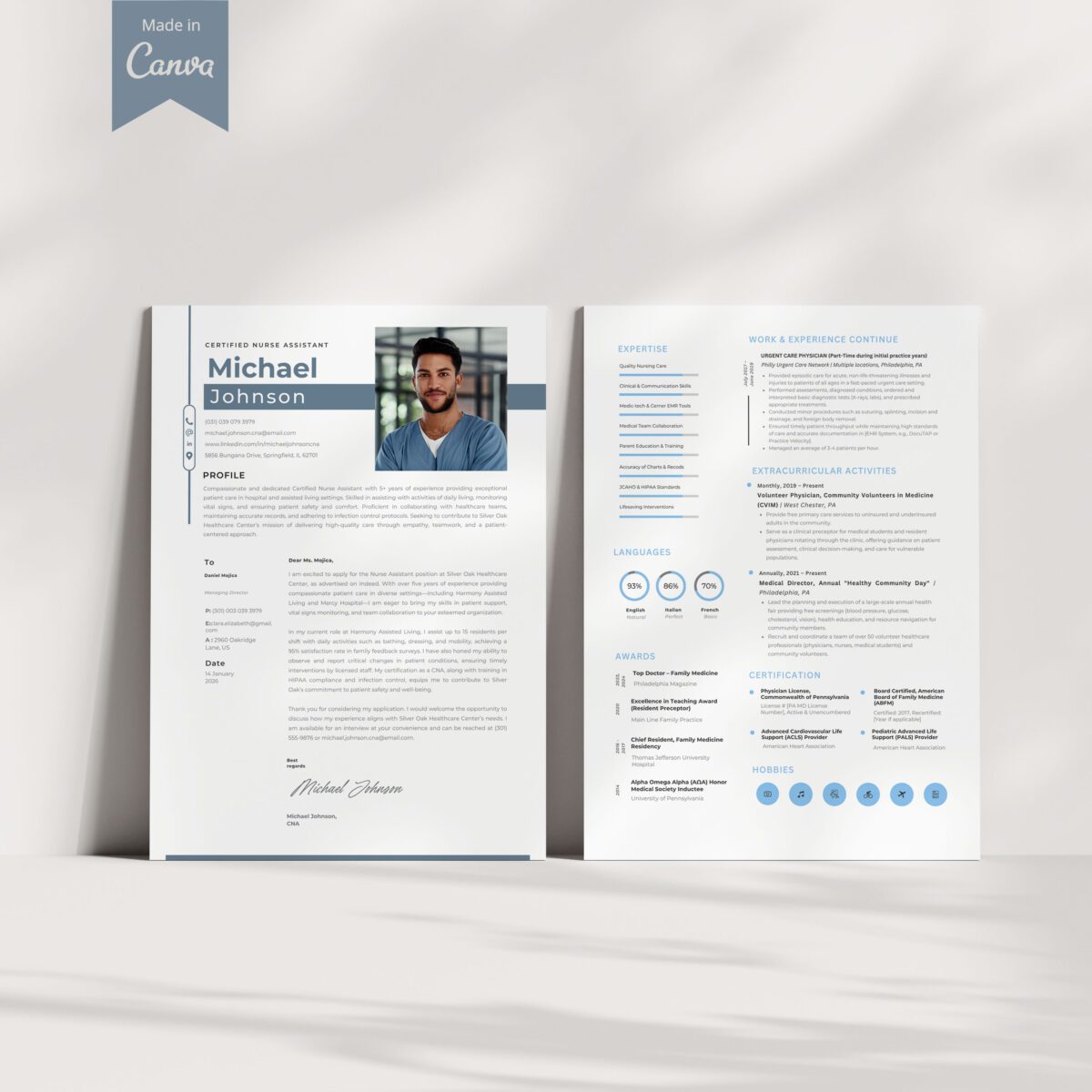 CNA Resume Template & Cover Letter Kit | Canva Editable + Guides-P14 - Image 8