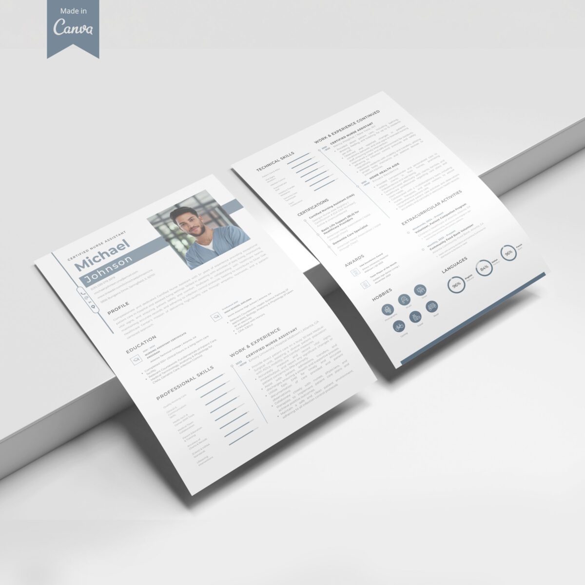 CNA Resume Template & Cover Letter Kit | Canva Editable + Guides-P14 - Image 5